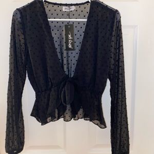 Sheer Black Crop Top from Nasty Gal (S)
